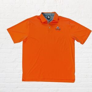 Footjoy Polo Shirt Mens‎ Orange Short Sleeve Golf Collared Western Skies Size XL